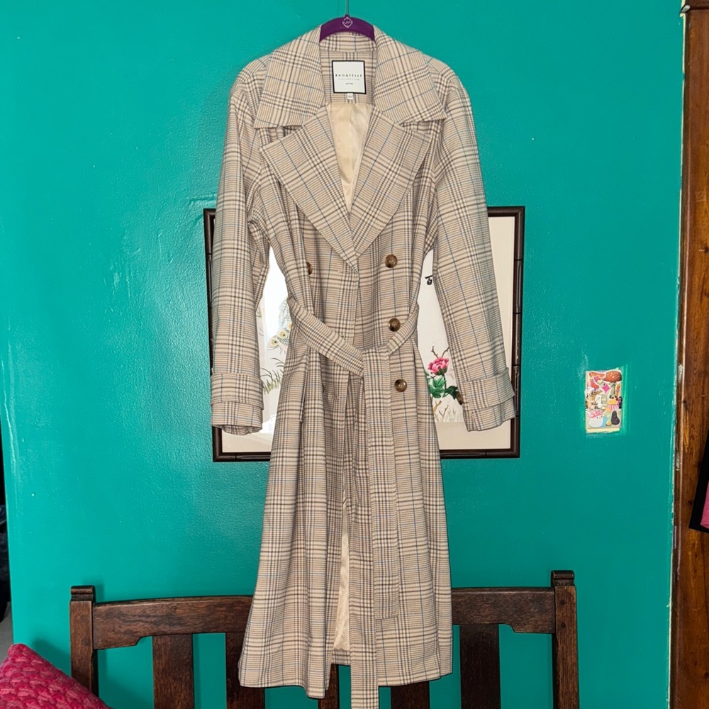 ☔️🌦️🧥🌸Bagatelle Houndstooth Plaid Coat